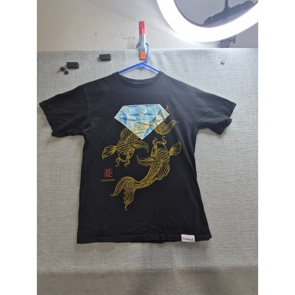 Diamond Supply Co T Shirt Mens Medium Black Cotton Fish Surrounding Graphic